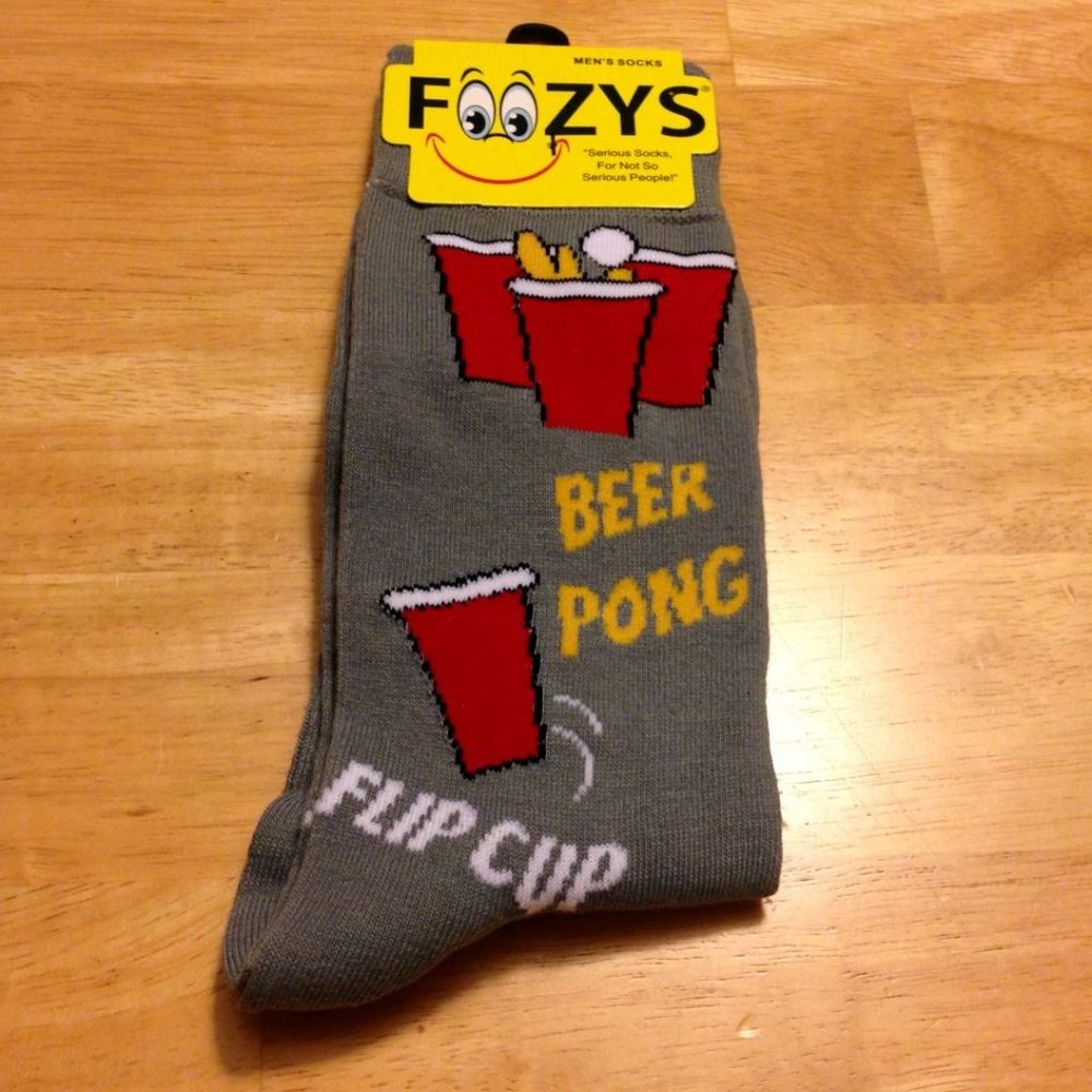 Men's Socks - New Foozy's Beer Pong Socks, Humorous